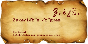 Zakariás Ágnes névjegykártya